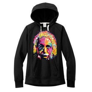 Colorful Einstein Trippy Face Women's Fleece Hoodie