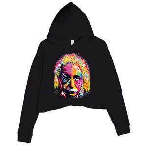 Colorful Einstein Trippy Face Crop Fleece Hoodie