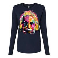 Colorful Einstein Trippy Face Womens Cotton Relaxed Long Sleeve T-Shirt