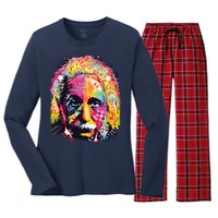 Colorful Einstein Trippy Face Women's Long Sleeve Flannel Pajama Set 