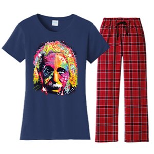 Colorful Einstein Trippy Face Women's Flannel Pajama Set