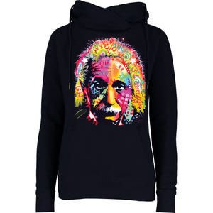 Colorful Einstein Trippy Face Womens Funnel Neck Pullover Hood