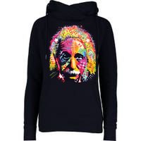 Colorful Einstein Trippy Face Womens Funnel Neck Pullover Hood