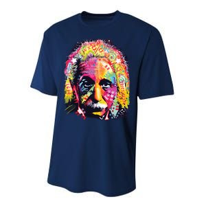 Colorful Einstein Trippy Face Performance Sprint T-Shirt