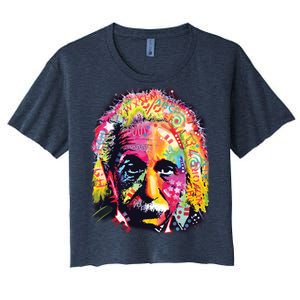 Colorful Einstein Trippy Face Women's Crop Top Tee