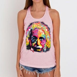 Colorful Einstein Trippy Face Women's Knotted Racerback Tank