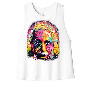 Colorful Einstein Trippy Face Women's Racerback Cropped Tank