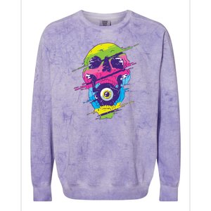 Colorful Eye Skull Colorblast Crewneck Sweatshirt