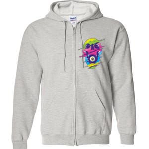 Colorful Eye Skull Full Zip Hoodie