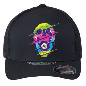 Colorful Eye Skull Flexfit Unipanel Trucker Cap