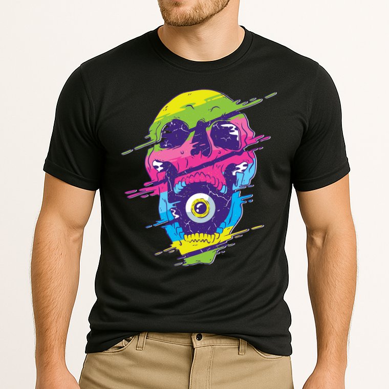 Colorful Eye Skull Cooling Performance Crew T-Shirt