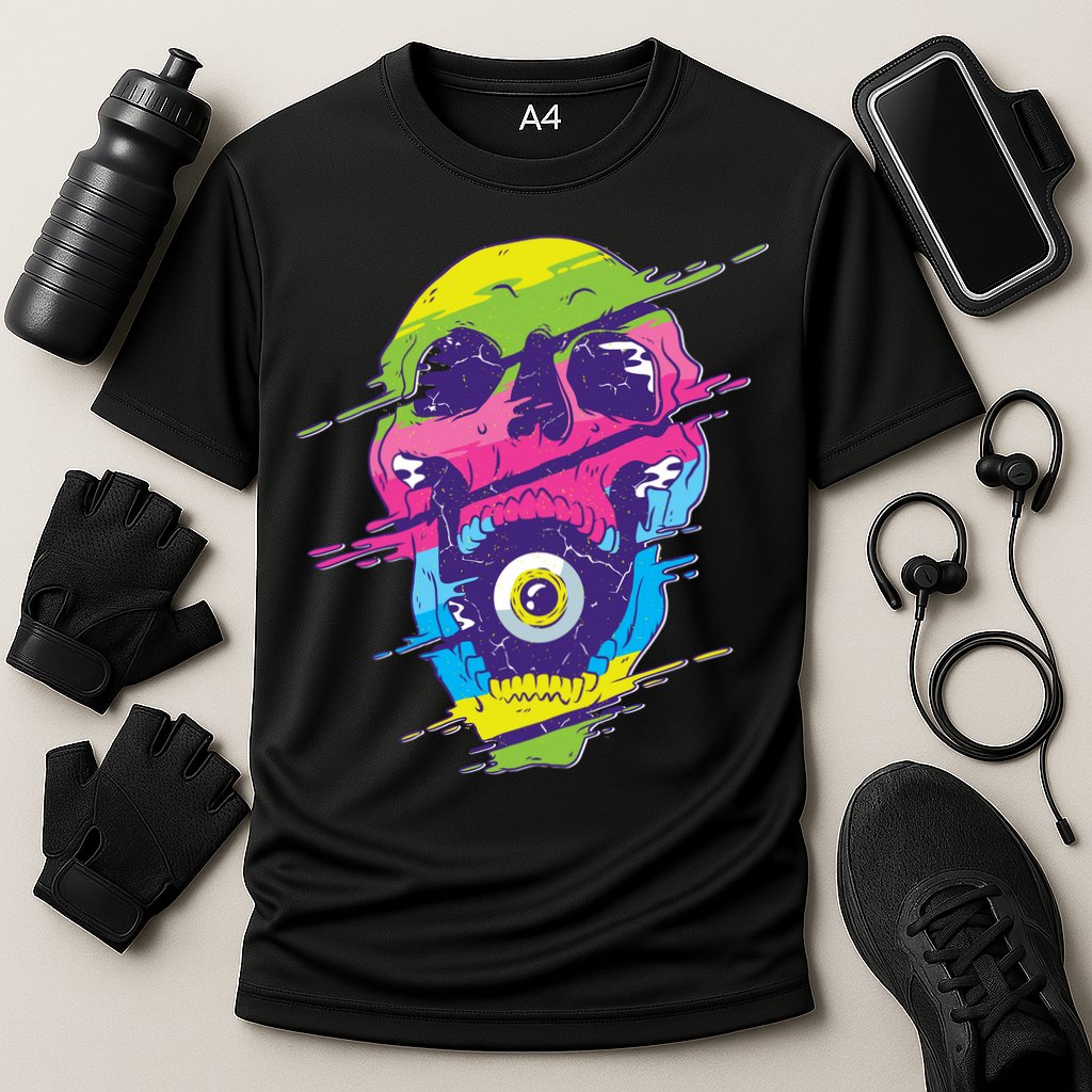 Colorful Eye Skull Cooling Performance Crew T-Shirt
