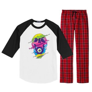 Colorful Eye Skull Raglan Sleeve Pajama Set