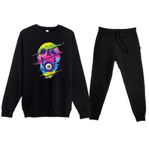 Colorful Eye Skull Premium Crewneck Sweatsuit Set