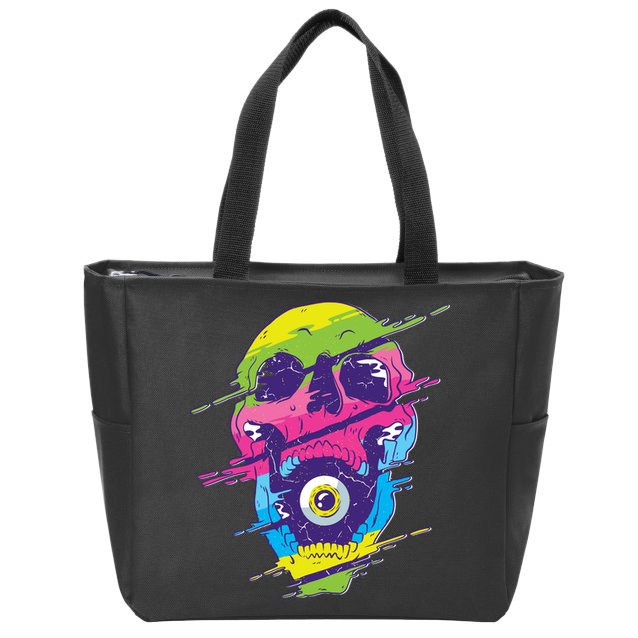 Colorful Eye Skull Zip Tote Bag
