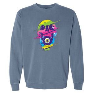 Colorful Eye Skull Garment-Dyed Sweatshirt