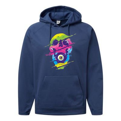 Colorful Eye Skull Performance Fleece Hoodie