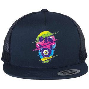 Colorful Eye Skull Flat Bill Trucker Hat