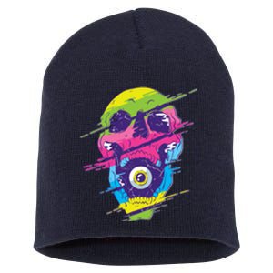 Colorful Eye Skull Short Acrylic Beanie