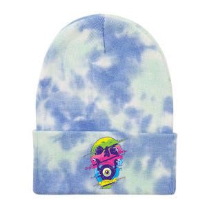 Colorful Eye Skull Tie Dye 12in Knit Beanie