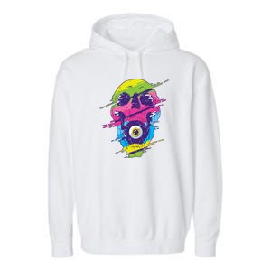 Colorful Eye Skull Garment-Dyed Fleece Hoodie