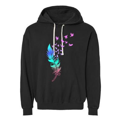 Colorful Feather Garment-Dyed Fleece Hoodie