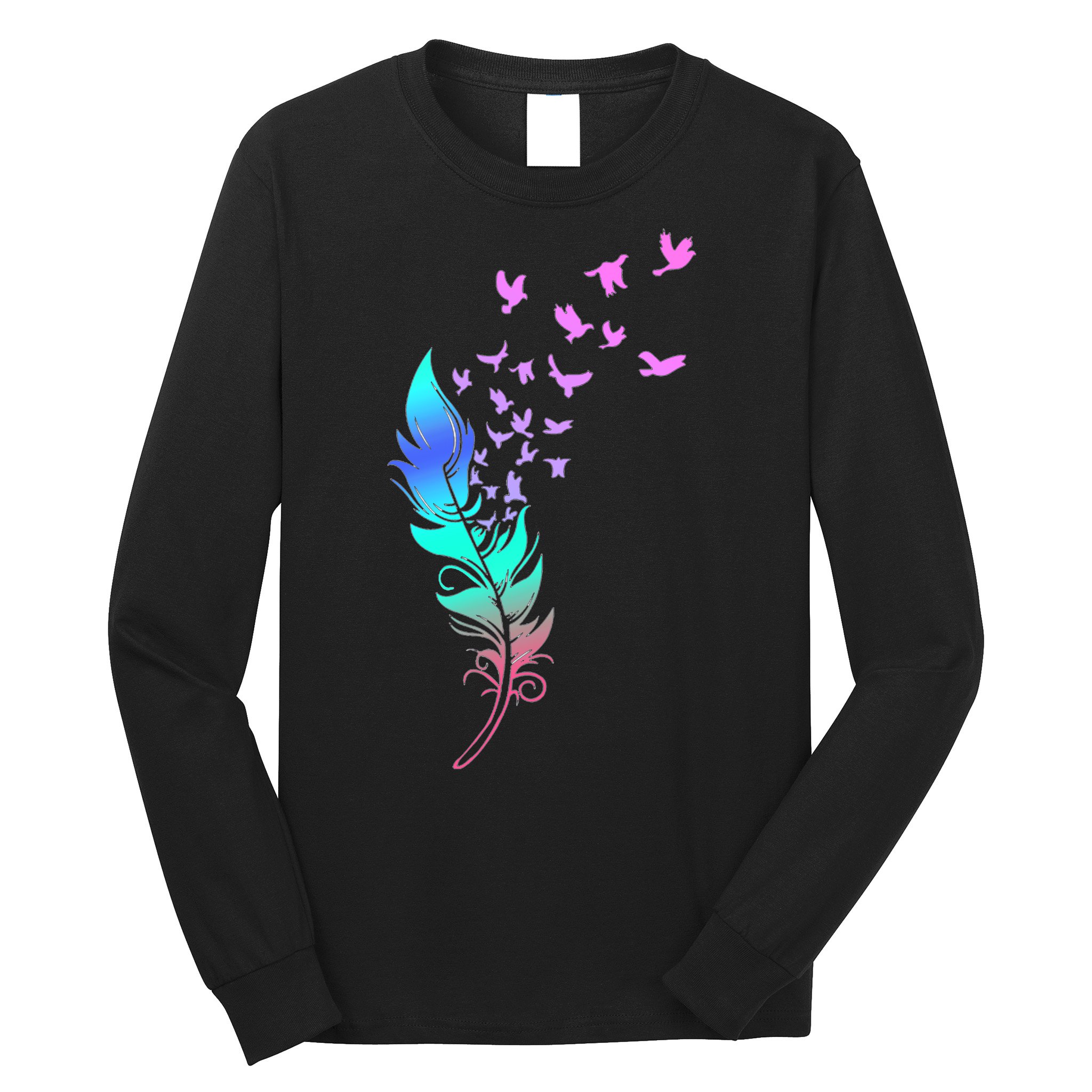 Colorful Feather Long Sleeve Shirt