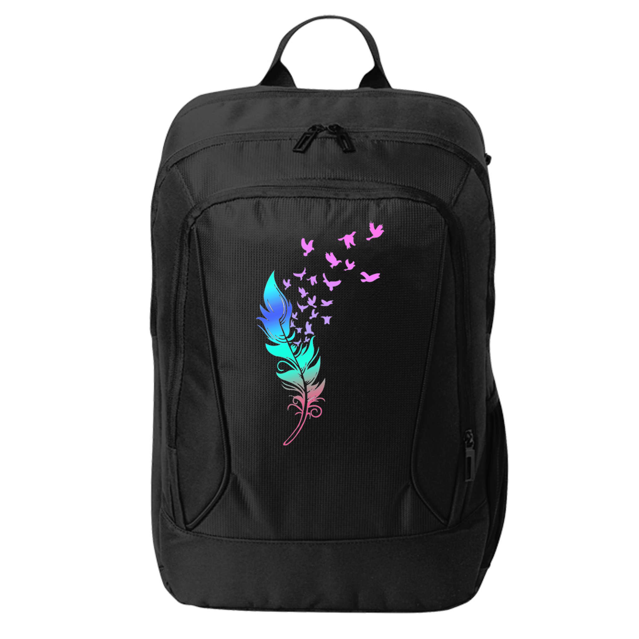 Colorful Feather City Backpack