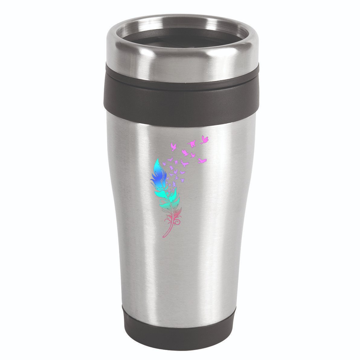 Colorful Feather 16oz Travel Tumbler