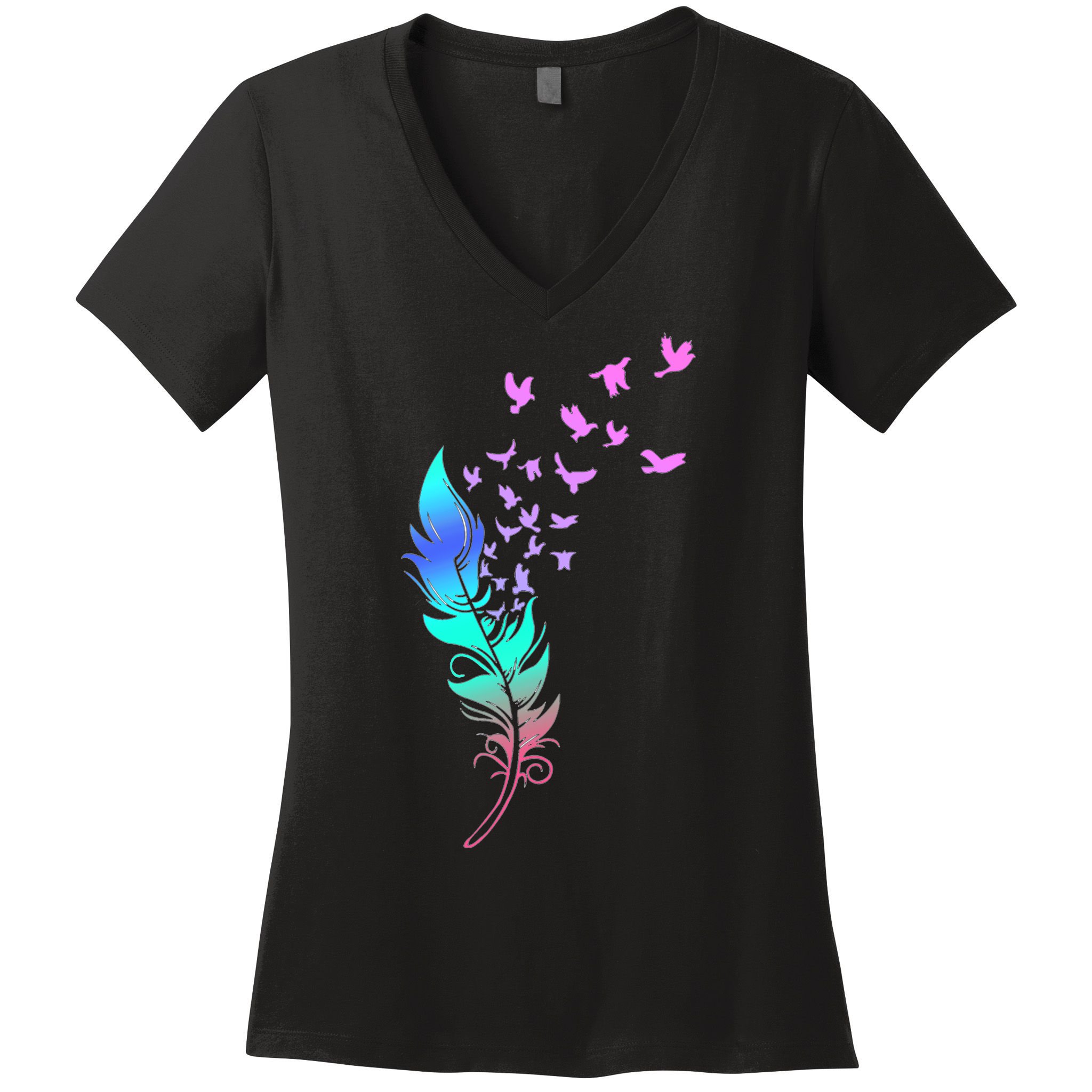 Colorful Feather Women's V-Neck T-Shirt