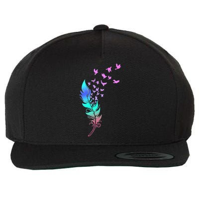 Colorful Feather Wool Snapback Cap