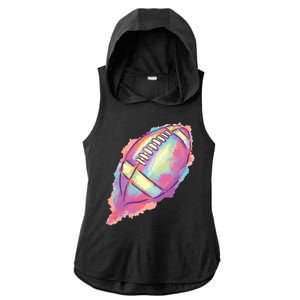 Colorful Football Graphic Ladies PosiCharge Tri-Blend Wicking Draft Hoodie Tank