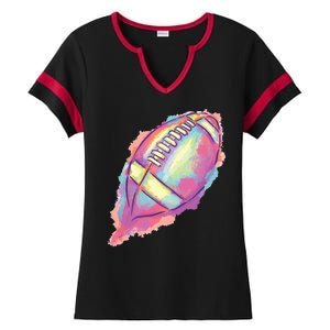 Colorful Football Graphic Ladies Halftime Notch Neck Tee