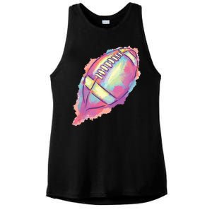 Colorful Football Graphic Ladies PosiCharge Tri-Blend Wicking Tank