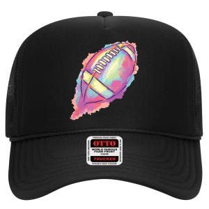 Colorful Football Graphic High Crown Mesh Back Trucker Hat