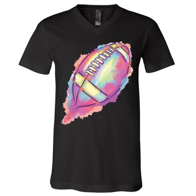 Colorful Football Graphic V-Neck T-Shirt