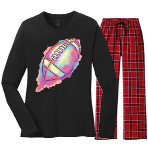 Colorful Football Graphic Women's Long Sleeve Flannel Pajama Set 