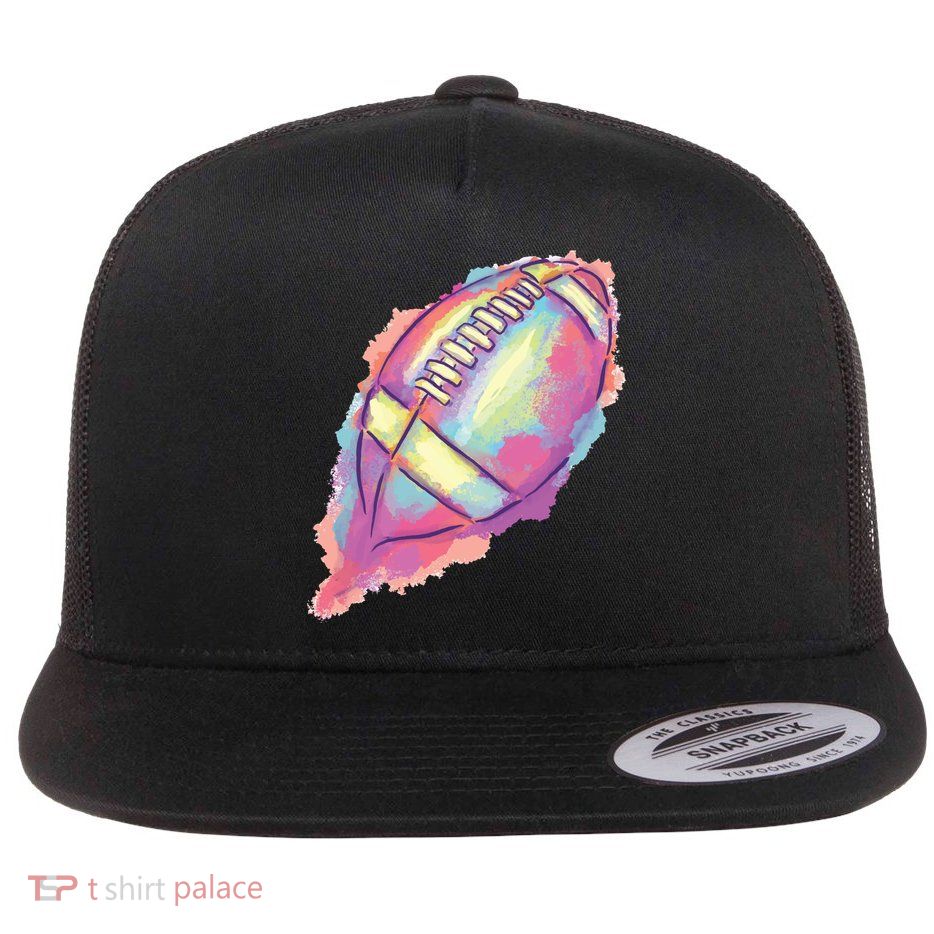 Colorful Football Graphic Flat Bill Trucker Hat