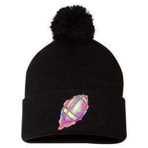 Colorful Football Graphic Pom Pom 12in Knit Beanie