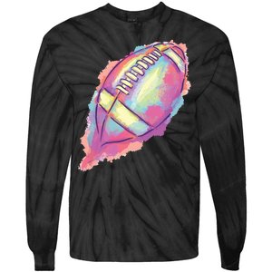 Colorful Football Graphic Tie-Dye Long Sleeve Shirt