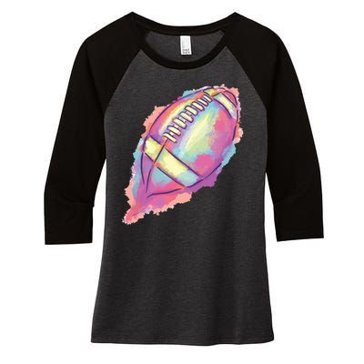 Colorful Football Graphic Women's Tri-Blend 3/4-Sleeve Raglan Shirt