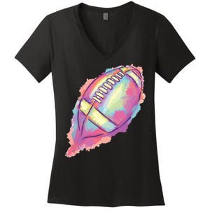 Colorful Football Graphic Women's V-Neck T-Shirt