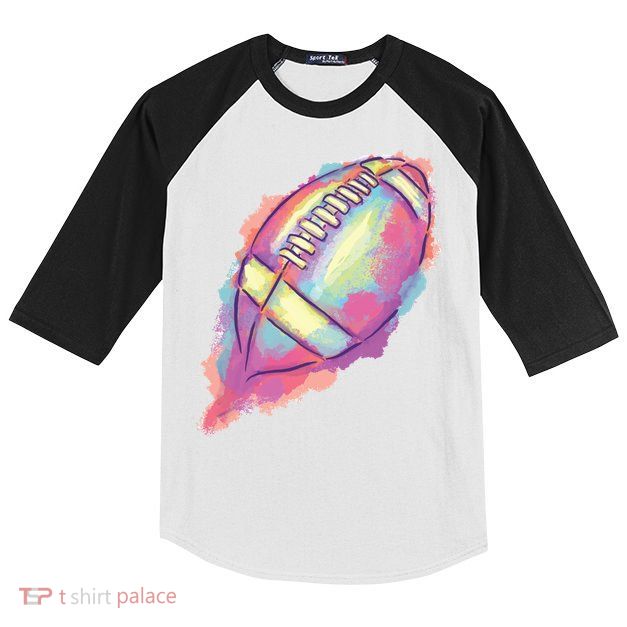 Colorful Football Graphic Kids Colorblock Raglan Jersey