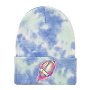 Colorful Football Graphic Tie Dye 12in Knit Beanie