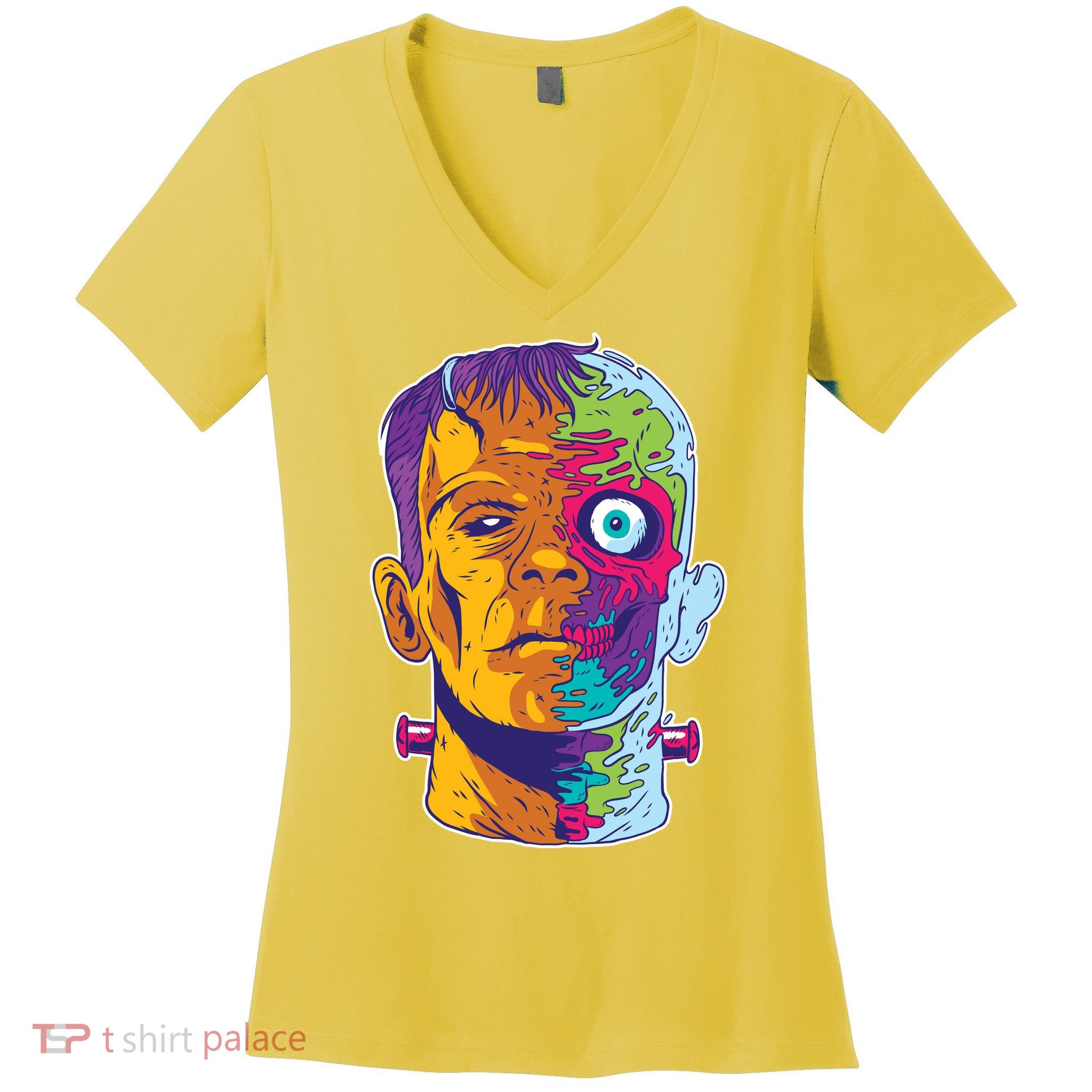 Colorful Frankenstein Women's V-Neck T-Shirt
