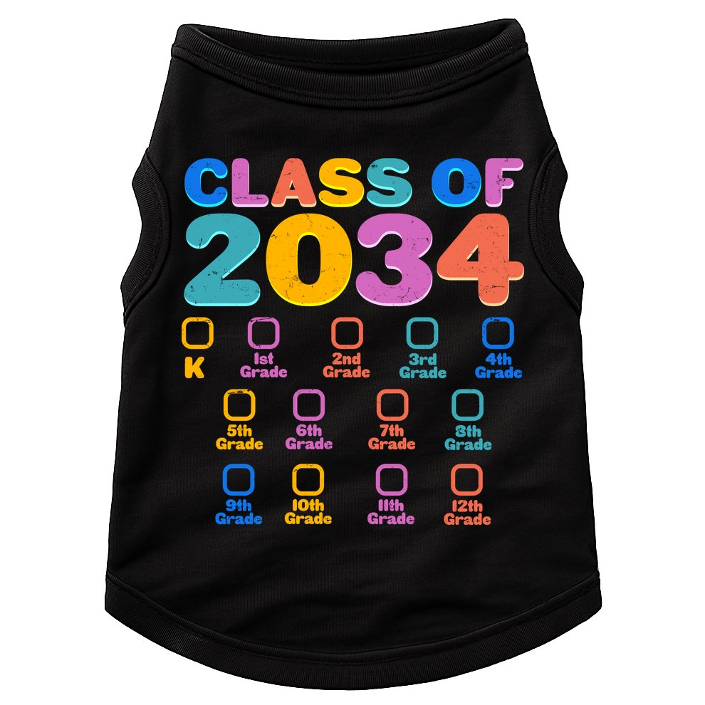 Colorful Future Class of 2034 Graduation Checklist Doggie Tank