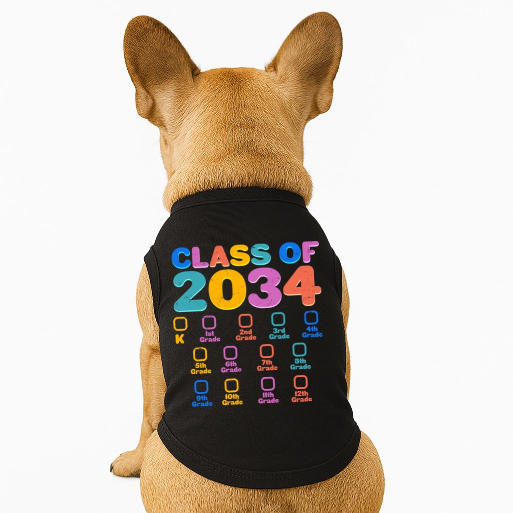 Colorful Future Class of 2034 Graduation Checklist Doggie Tank