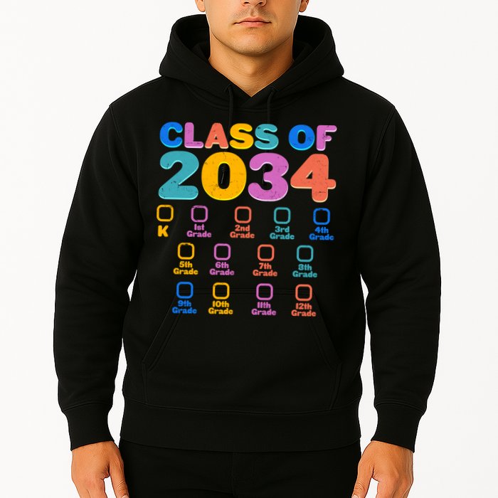 Colorful Future Class of 2034 Graduation Checklist Hoodie