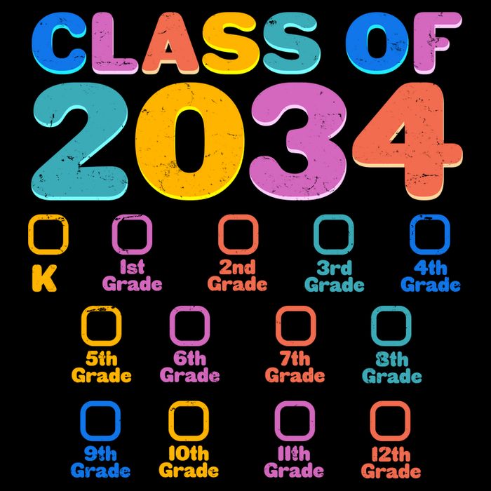 Colorful Future Class of 2034 Graduation Checklist Long Sleeve Shirt