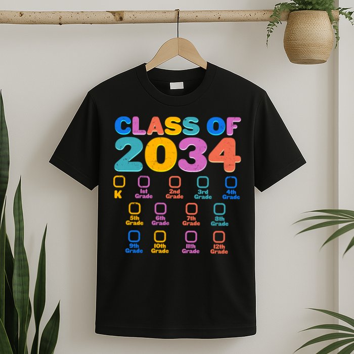 Colorful Future Class of 2034 Graduation Checklist T-Shirt